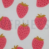 DOUBLE GAUZE STRAWBERRIES OFF-WHITE (thumbnail)