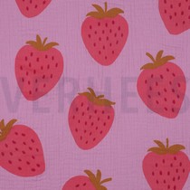 DOUBLE GAUZE STRAWBERRIES PINK (thumbnail)