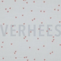 DOUBLE GAUZE SMALL HEARTS WHITE (thumbnail)