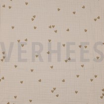 DOUBLE GAUZE SMALL HEARTS SAND (thumbnail)