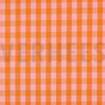 COTTON YARN DYED CHECKS ORANGE / SALMON (thumbnail)