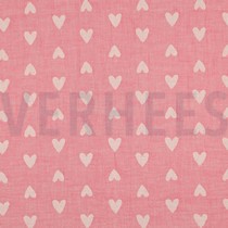 DOUBLE GAUZE JACQUARD HEARTS PINK (thumbnail)