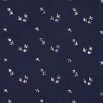 DOUBLE GAUZE FOIL BIRDS NAVY (thumbnail)