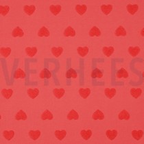 COTTON TOWELING KNIT HEARTS CORAL (thumbnail)