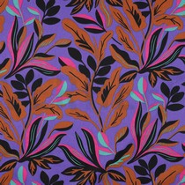 COTTON SATIN LUSH LEAVES NERIDA HANSEN PURPLE (thumbnail)