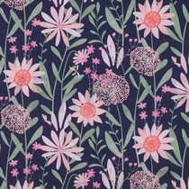 FINE POPLIN DIGITAL FLOWERS NAVY (thumbnail)