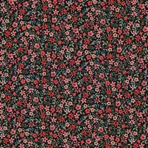 FINE POPLIN DIGITAL FLOWERS BLACK / RED (thumbnail)