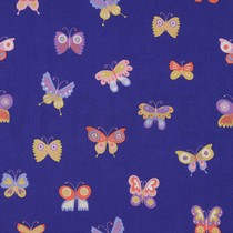 FINE POPLIN FOIL BUTTERFLIES COBALT (thumbnail)