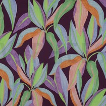 COTTON SATIN DIGITAL LEAVES DARK PURPLE (thumbnail)