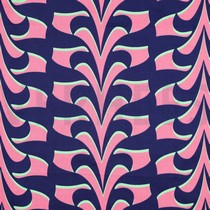 COTTON SATIN ABSTRACT FLOWERS NAVY (thumbnail)