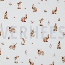 JERSEY DIGITAL RABBITS AND FLOWERS WHITE (thumbnail)