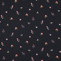 JERSEY DIGITAL RABBITS AND FLOWERS NAVY (thumbnail)