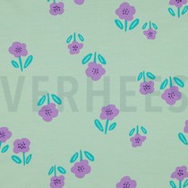 FRENCH TERRY FLOWERS MINT (thumbnail)