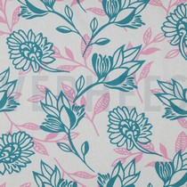 LINEN VISCOSE FLOWERS PINK (thumbnail)