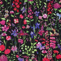 VISCOSE SATIN DIGITAL FLOWERS BLACK (thumbnail)