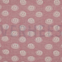 DOUBLE GAUZE JACQUARD SMILEY PINK / ECRU (thumbnail)