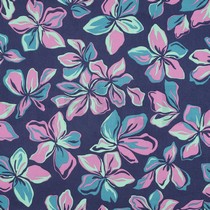 COTTON SATIN FLOWERS NAVY (thumbnail)