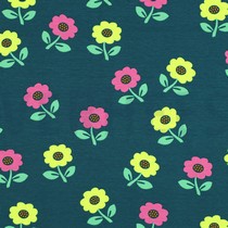 JERSEY NEON FLOWERS DARK GREEN (thumbnail)