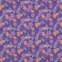 FINE POPLIN FLOWERS AND UNICORNS LAVENDER (thumbnail)