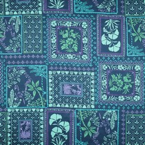 COTTON SATIN PATCHWORK FLOWERS PETROL (thumbnail)