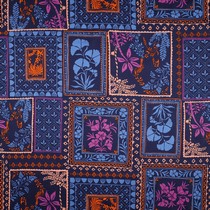 COTTON SATIN PATCHWORK FLOWERS NAVY (thumbnail)