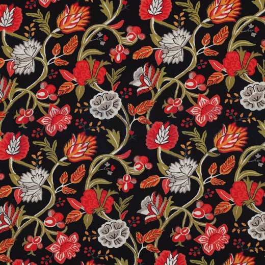 VISCOSE STRETCH DIGITAL FLOWERS BLACK (thumbnail)