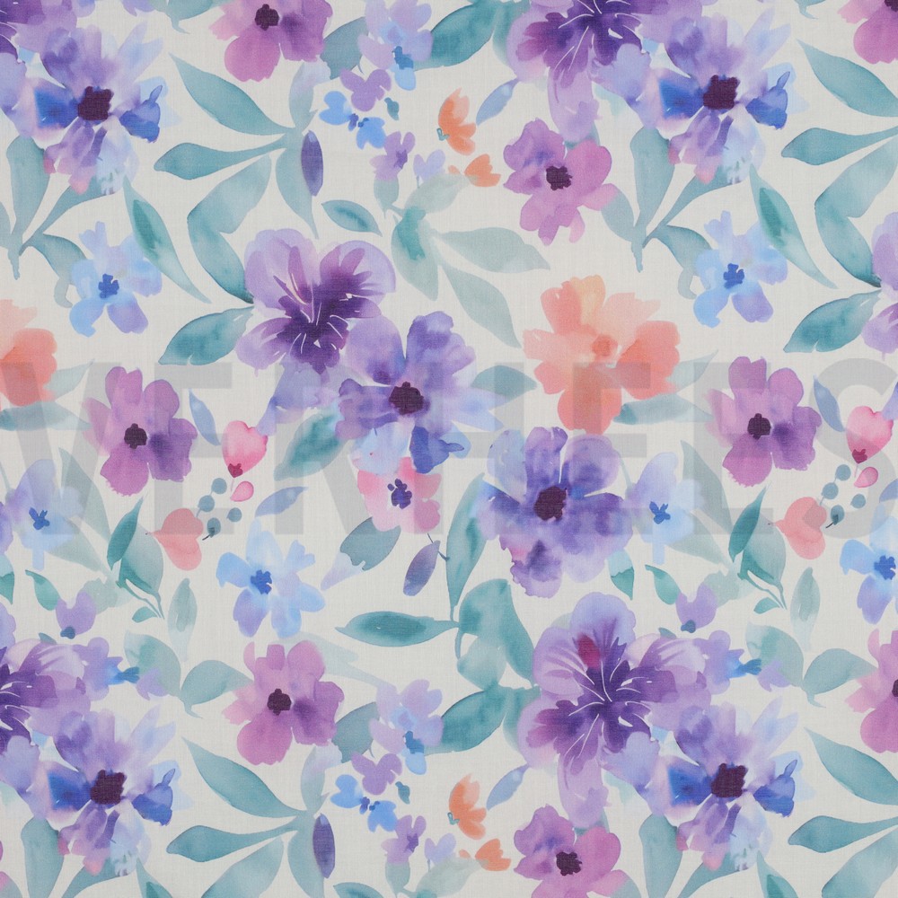 COTTON VOILE DIGITAL FLOWERS PURPLE (thumbnail)