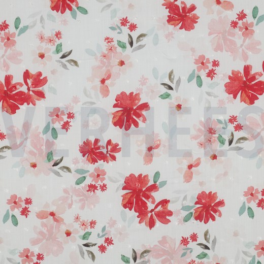 VISCOSE DOBBY DIGITAL FLOWERS WHITE (thumbnail)