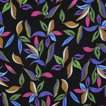 ROSELLA STRETCH DIGITAL LEAVES BLACK (thumbnail)