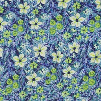 VISCOSE SATIN DIGITAL FLOWERS NAVY (thumbnail)