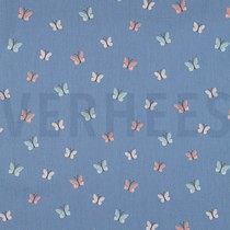 POPLIN GOTS BIRDS AND BUTTERFLIES BLUE (thumbnail)