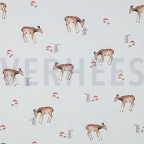 POPLIN DIGITAL FOREST ANIMALS WHITE (thumbnail)