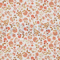 JERSEY DIGITAL PAISLEY FLOWERS WHITE PEACH (thumbnail)