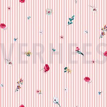 POPLIN DIGITAL FLOWERS WITH STRIPES ROSE (thumbnail)