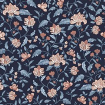 BAMBOO COTTON JERSEY FLOWERS NAVY (thumbnail)