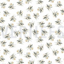 JERSEY DIGITAL FLOWERS AND LEAVES WHITE/GREEN (thumbnail)