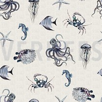 CANVAS DIGITAL UNDERWATER ANIMALS LINEN - LOOK LIGHT GREY (thumbnail)