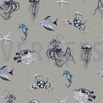 CANVAS DIGITAL UNDERWATER ANIMALS LINEN - LOOK  GREY (thumbnail)