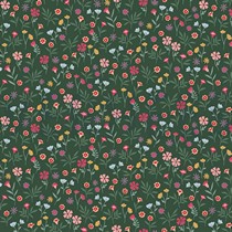 POPLIN FLOWERS FOREST GREEN (thumbnail)