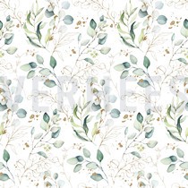 FINE POPLIN DIGITAL EUCALYPTUS LEAVES WHITE (thumbnail)