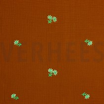 DOUBLE GAUZE EMBROIDERY FLOWERS RUST (thumbnail)