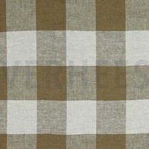 LINEN VISCOSE YARN DYED CHECK LIGHT BROWN (thumbnail)