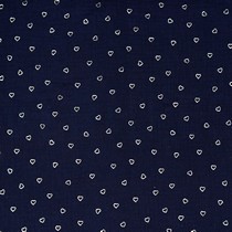 DOUBLE GAUZE FOIL HEARTS NAVY (thumbnail)