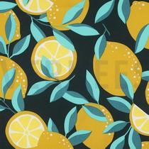 COATED COTTON LEMONS DARK GREEN (thumbnail)