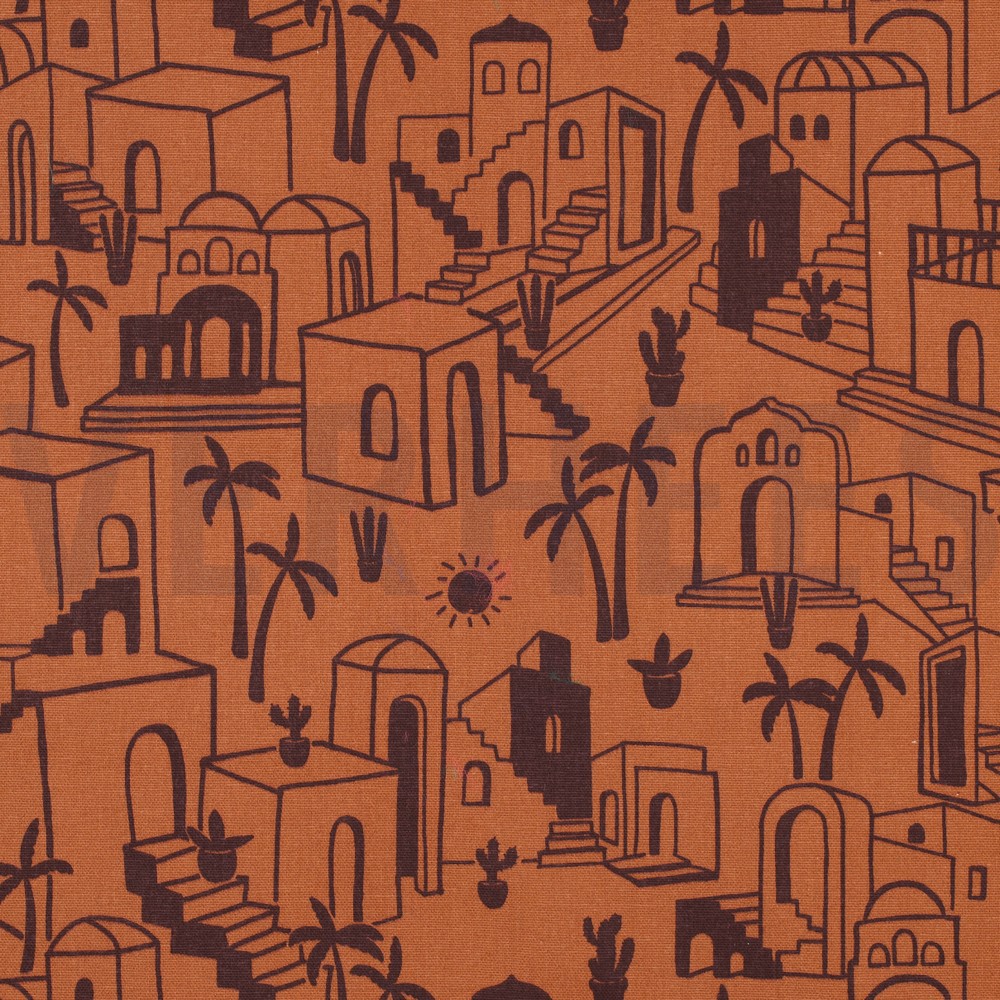 CANVAS TROPICAL COTTAGES ORANGE