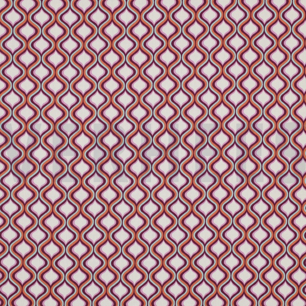 FINE POPLIN GEOMETRIC ECRU / DARK PURPLE