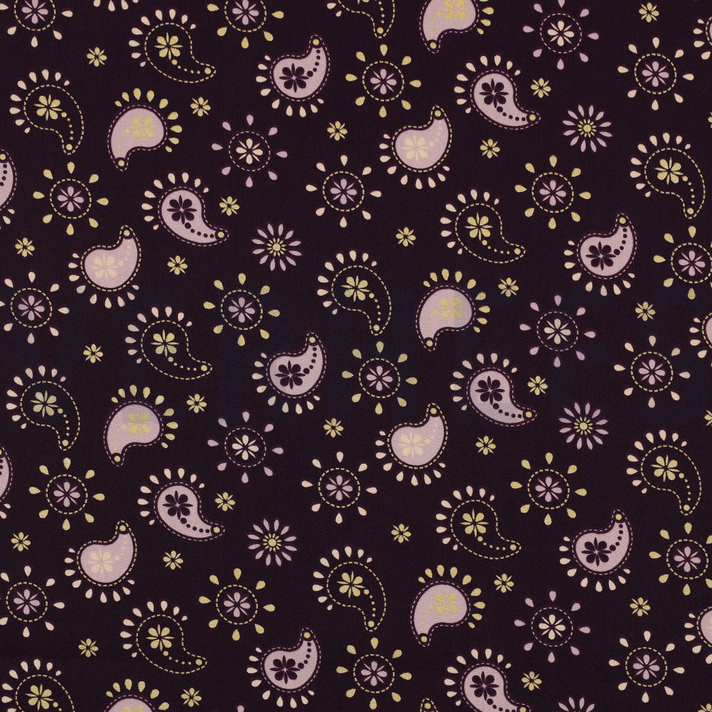 FINE POPLIN GLITTER PAISLEY DARK PURPLE (hover)