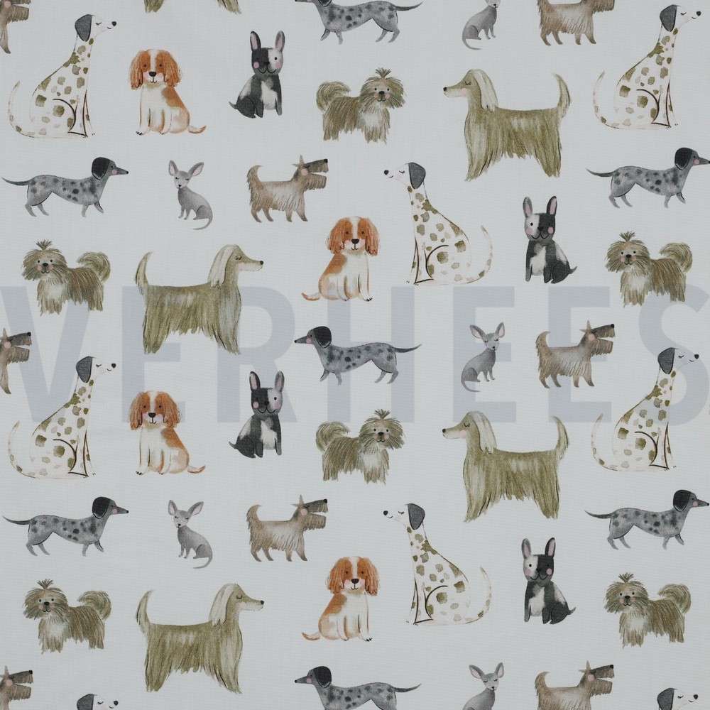 FINE POPLIN DIGITAL DOGS WHITE