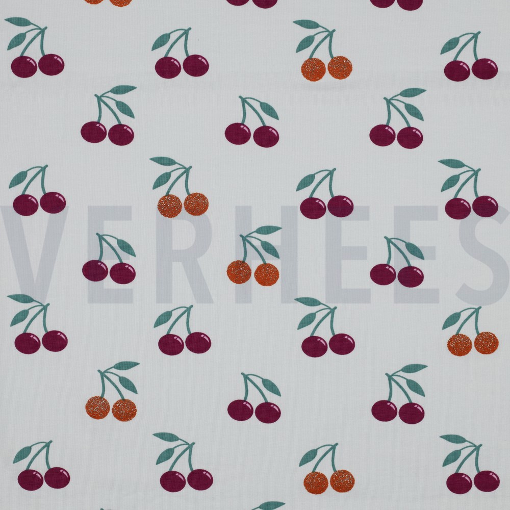 JERSEY GLITTER CHERRIES OFF-WHITE