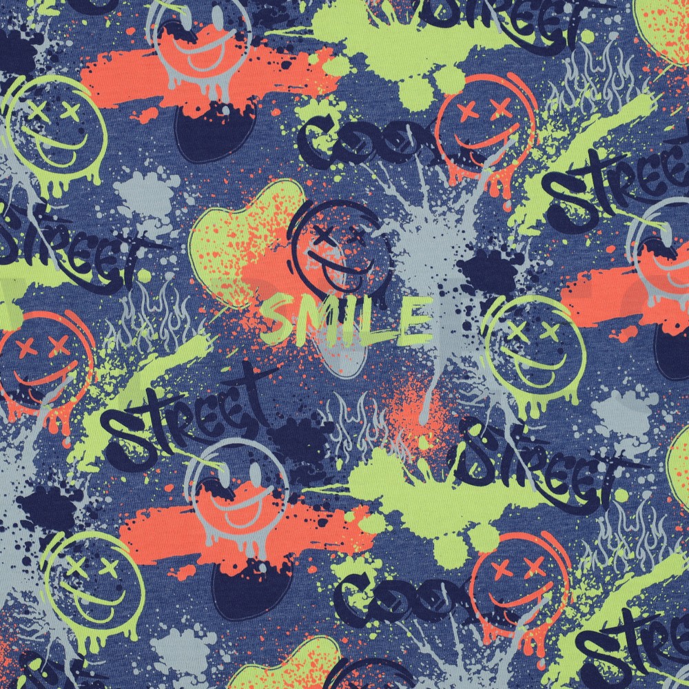 JERSEY MELANGE NEON GRAFFITI NAVY MELANGE (hover)